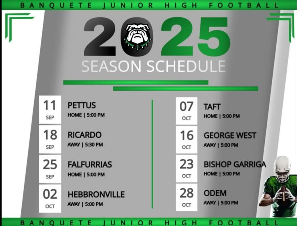 2025 Junior High Football Schedule